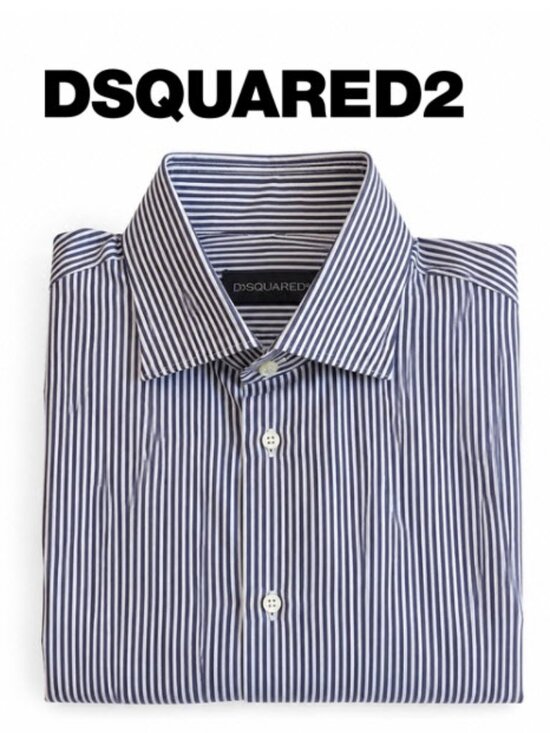 DSQUARED Other - DSQUARED2 Blue White Stripe Dress Shirt Slim Fit Cotton EU46 US36 Cocktail